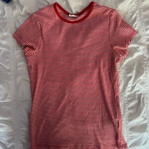 Cotton On Red and White Fitted Short Sleeve Tee